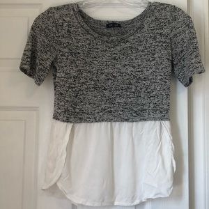 2 Tone Grey & White Split Side Shirt